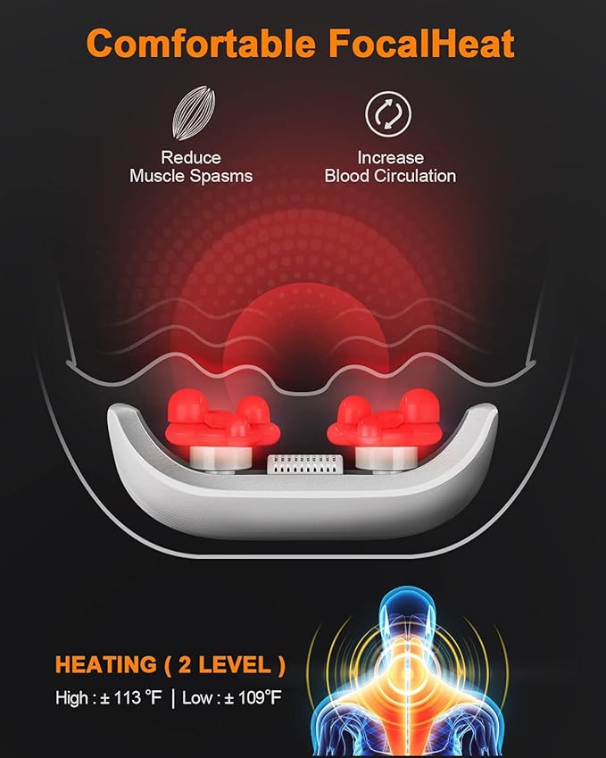 Neck and Back Shiatsu Massager with Soothing Heat.Electric Deep Tissue 4D Kneading Massagers for Neck and BackShoulder. Best Gifts for Women Men Mom Dad- for Muscle Pain