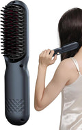 Hair Straightening Brush - Rechargeable 3-Temp Hot Comb - Negative Ion Hot Brush Hair Straightenerfor Women Volumizing Frizz Control Home Travel Party Wedding Birthday Christmas