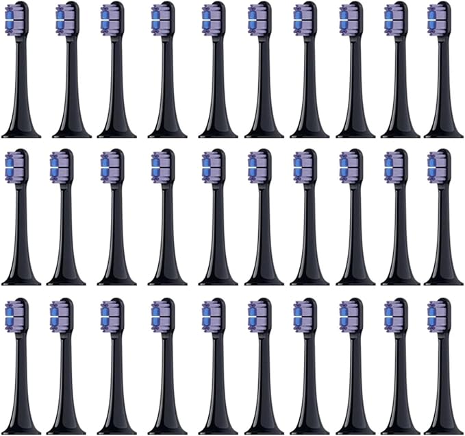 4/8/12/16PCS for XIAOMI MIJIA T700 Replacement Toothbrush Heads Sonic Electric Vacuum DuPon Soft Bristle Brush(Black purple-30pcs)