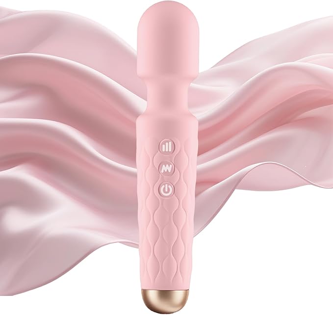 Personal Massager - 4H Max Runtime &amp Ultra-Quiet - Waterproof - 20 Modes 8 Speeds for Deep Tissue Back Massage Post-Workout Recovery and Neck Muscle Relaxation（Pink）