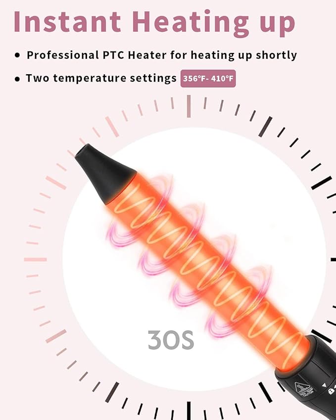 6 in 1 Curling Iron Curling Wand Set with 3 Barrel Hair Crimper and 5 Interchangeable Ceramic Hair Curler (0.35-1.25”) Instant Heat Up 2 Temp Wand Curler Include Heat Protective Glove &amp 2 Clip