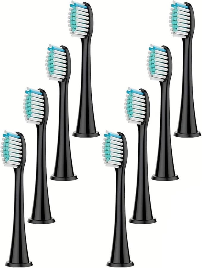Electric Toothbrush Head Replaceable Sonic Suitable Compatible for 's Brush(Black 8pc)