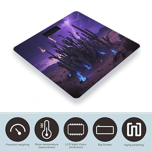 Gothic Cactus Weight Scale Cute Bathroom Scale for Body Highly Accurate Digital Weighing Machine for People Compact LCD Display Scales with Sturdy Toughened Glass Scales