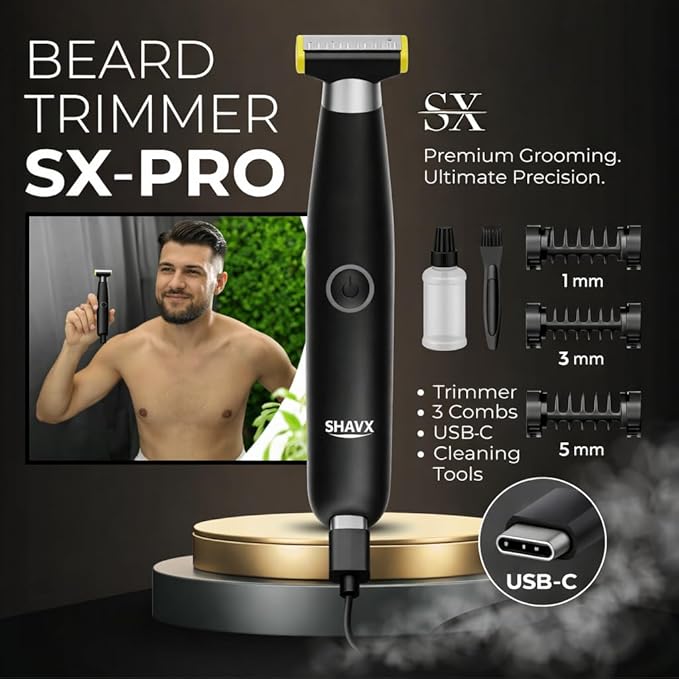 Electric Body Hair Trimmer &amp Beard Shaver for Men – Pubic &amp Groin Hair Ball Groomer – Skin-Safe for Sensitive Areas Chest &amp Legs – Dual Blade Wet/Dry IPX6 Waterproof Rechargeable with 3