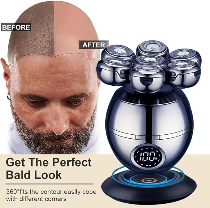 Electric Shavers for Bald Men 7D Electric Shaver for Men Independently 7 Cutter Floating Head Waterproof Electric Razor Multifunction Trimmer with LCD Display