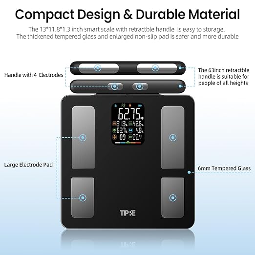 Smart Scale for Body Weight 8-Electrode Digital Weight Scale for Body Fat Bathroom Scale with BMI Full Body Composition Analysis with Bluetooth Health Monitor for Weight Loss 400lb