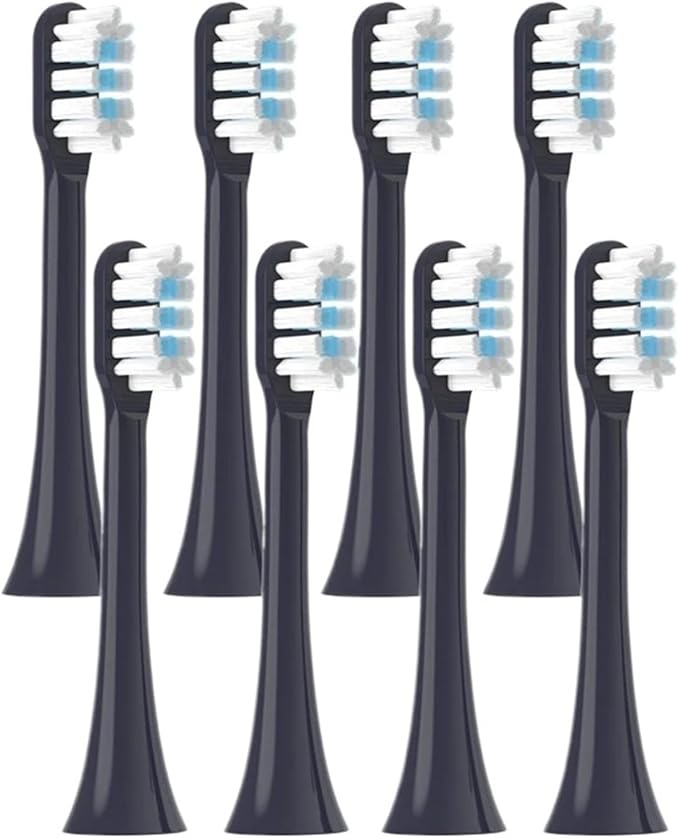 Replacement Toothbrush Heads for Mijia T301/T302/T501C Xiaomi Sonic Electric Dupont Soft Bristle Nozzles with Caps(8 pcs White)