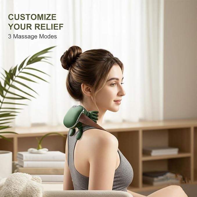 Neck Massager with Heat Bionic Heated Shoulder and Back Massager Simulated Human Palm Massage for Muscle Tension Relief Portable Wireless Shiatsu Massage Master
