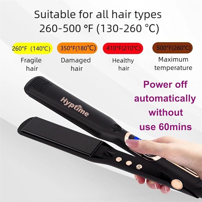 Titanium Flat Iron Straightener Digital Display to Accurately Control Temperature 1 Inch for Thick &amp Curly Hairs Professional Dual Voltage 500°F Fast Heating for Black Hair Friendly