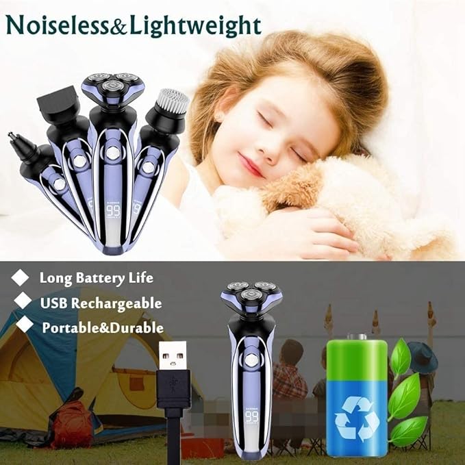 Head Shavers for Bald Men 4 in 1 Electric Shaver Hair Clippers Men's Rotary Shavers Rechargeable Razors Beard Nose Hair Trimmer Shaving Grooming Sets