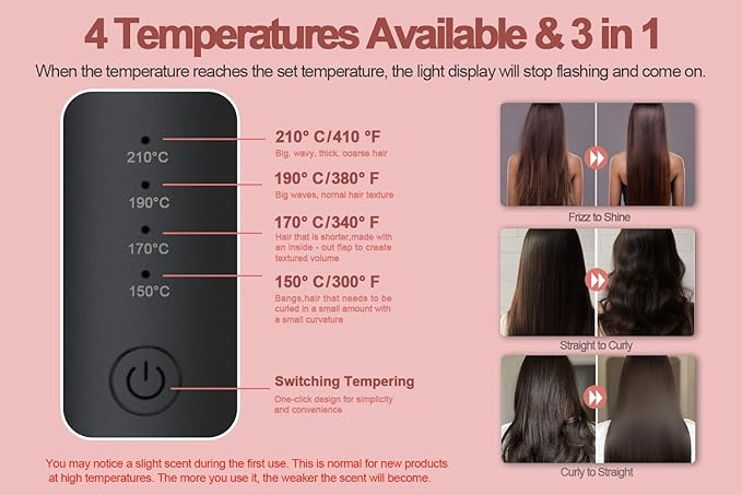 Youbella Cordless Hair Curling Iron Brush Mini Travel Hot Straightener Comb 3-In-1 Portable Wave Curling Wand 1.5″ Ionic Heated Brush USB Rechargeable Hair Curler All Black –No Automatic Rotation