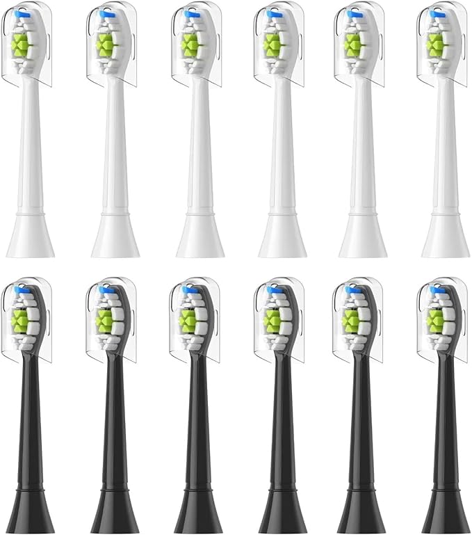 Replacement Toothbrush HeadsCompatible for with Electric and Other Snap-On Handles(6White 6Black)