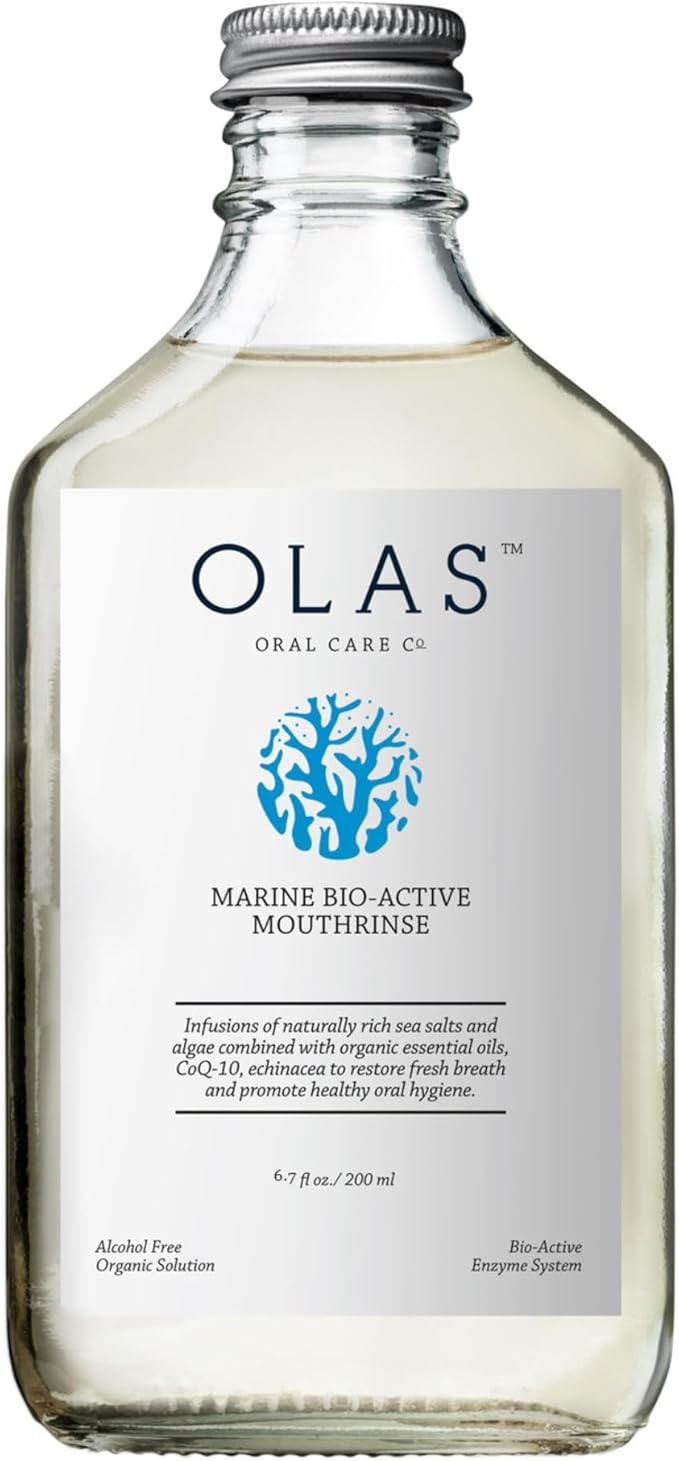 Olas Alcohol Free Mouthwash &amp Oral Rinse - Marine Bio-Active Mouth Rinse With Essential Oils &amp Antioxidants for a Healthy Oral Microbiome - Fluoride Free Natural Mouthwash (200 ml)