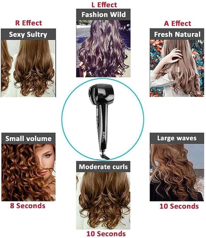 Portable Automatic Curling Dan 140-230℃ Adjustable Temperature Curling Dan LCD Screen Curling Clamp Time Adjustable Curling Iron-Pink for Hair Styling