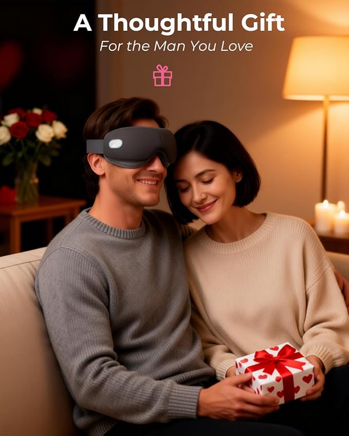 SKG Heated Eye Massager Portable Eye Mask for Relax &amp Eye Strain Relief Bluetooth Massaging Eye Massager Ideal Mother's Day/Birthday Gift for Mom Dad Women Men