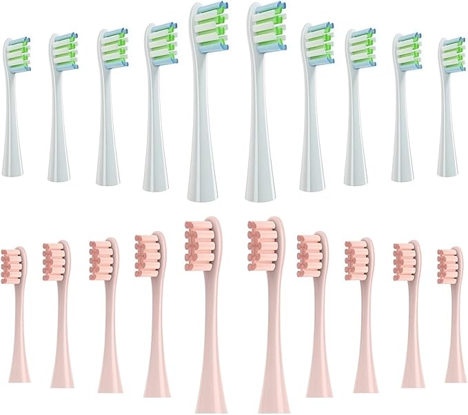 Replacement Brush Head Compatible with Oclean X/X Pro/SE+/ Air / Z1 / F1 / One Electric Toothbrush Soft Bristle Brushes Replaceable Head Fit Sonic(10 White 10 Pink)