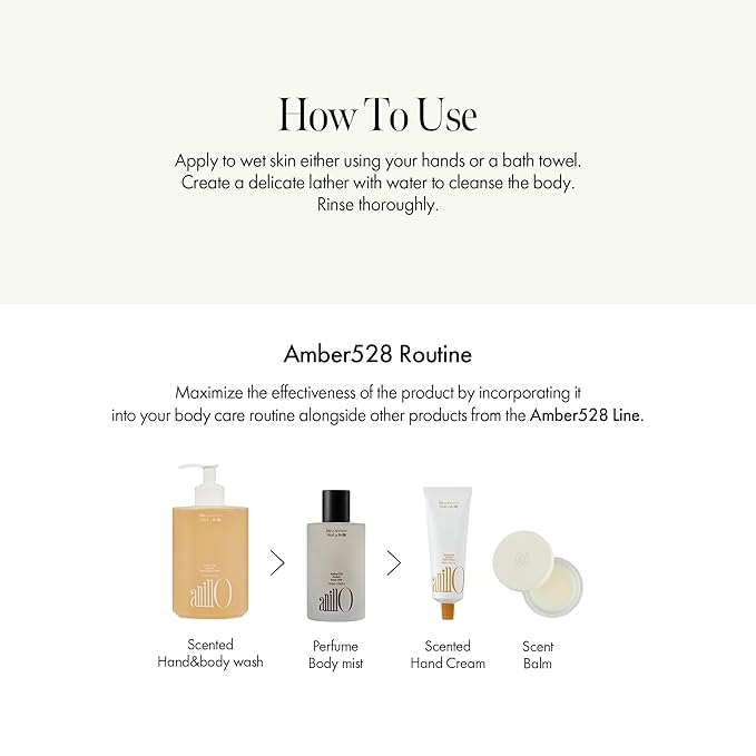 Amber528 Body Wash – Vegan Sulfate-Free Cleanser with Yuzu &amp Amber Hydrating &amp Soothing pH-Balanced Gentle for All Skin Types Subtle Scent 15.22 fl. oz