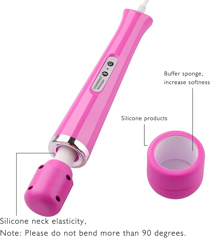 CHARMING 10 Speeds Wired Powerful Handheld Back Massager with Strong Vibration Wand Personal Therapy Massager for Sports Recovery Muscle Aches Body Pain- Rose red