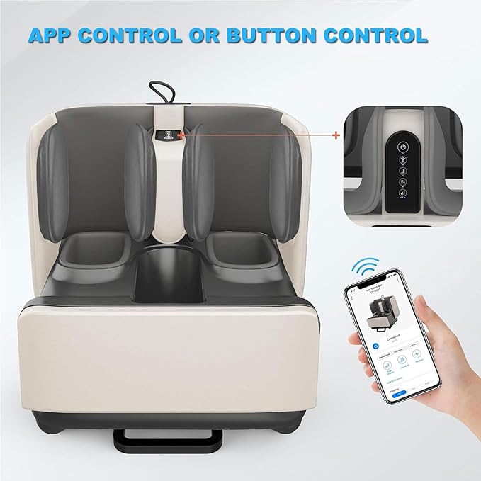 Shiatsu Foot and Calf Massager with APP Control Deep Kneading Foot Massager with Heat Vibration and Air Compression for Feet Ankle Leg Tired Muscles &amp Plantar Fasciitis for Men Women