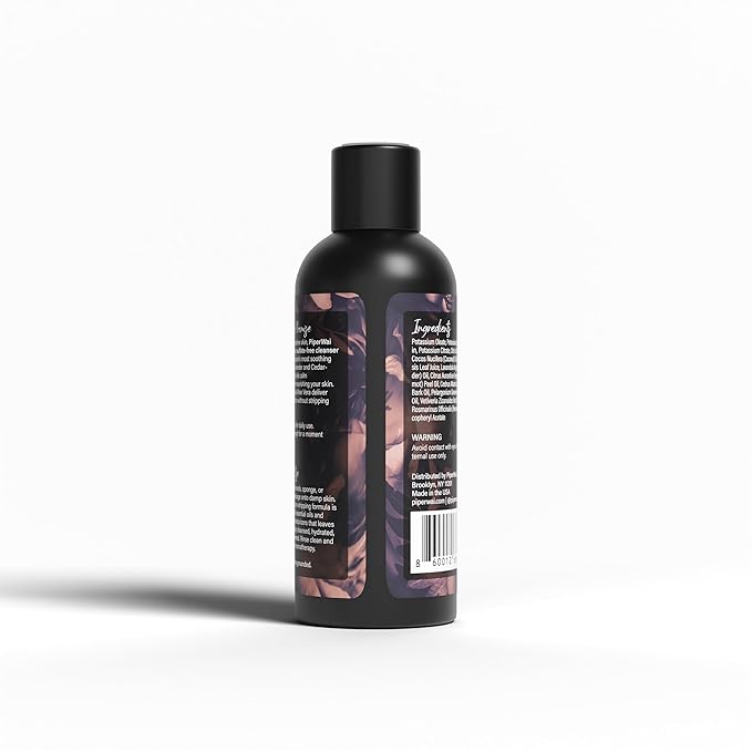 PiperWai Natural Body Wash Cedarwood Lavender Scent - Plant-Based Shower Gel for Sensitive Skin Sulfate &amp Paraben Free Moisturizing Daily Cleanser Net Wt 2oz | 60ml