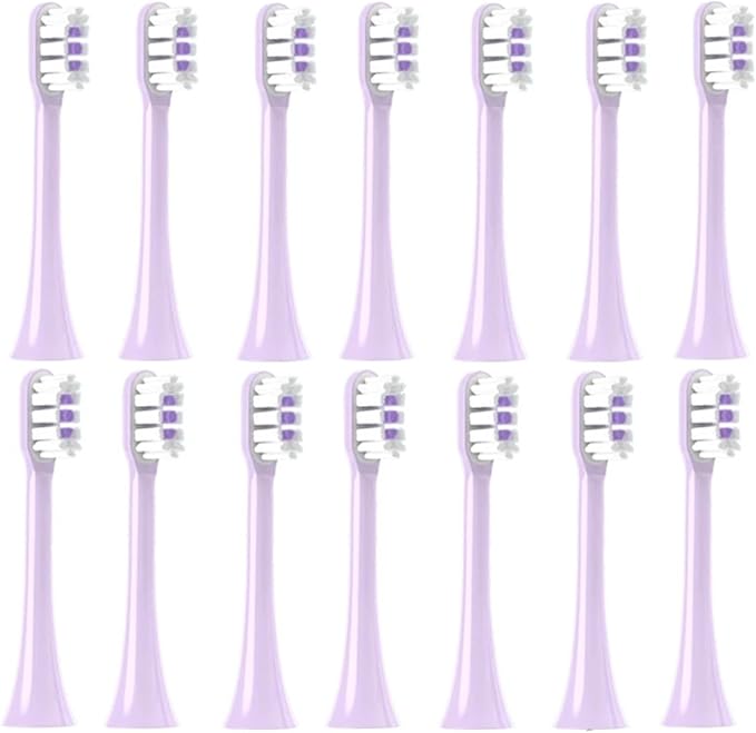 Compatible for SOOCAS - 14PCS Replacement Toothbrush Heads Fit X3S/X3U/X3Pro/D2/D3S/D5 Soft Bristle Nozzles(14 Purple)