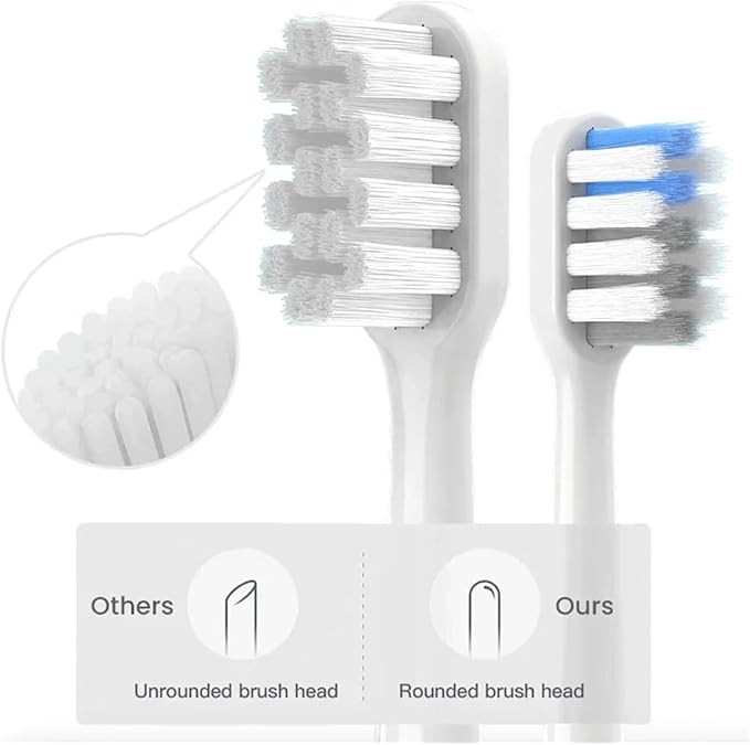 4PCS Replacement Brush HeadsCompatible for Xiaomi Mijia T200 Electric Toothbrush Head Soft Bristle(Gray)