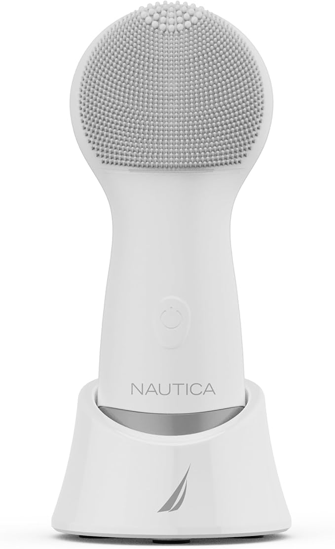 Nautica PC130 Sonic Facial Cleansing Brush Made with Ultra Hygienic Soft Silicone Waterproof and Rechargeable Face Scrub Brush for Men &amp Women - (Milk)