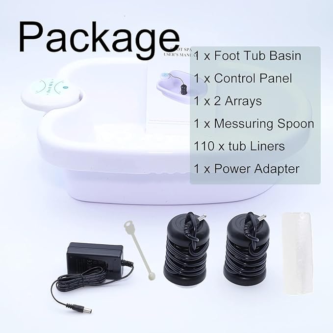 iMeshbean® Upgraded Ion Ionic Detox Foot Bath Aqua Cleanse SPA Machine with Tub &amp 110 pcs Tub Liners