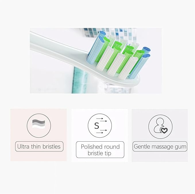 Replacement Brush Head Compatible with Oclean X/X Pro/SE+/ Air / Z1 / F1 / One Electric Toothbrush Soft Bristle Brushes Replaceable Head Fit Sonic(10 Grey 10 Pink)
