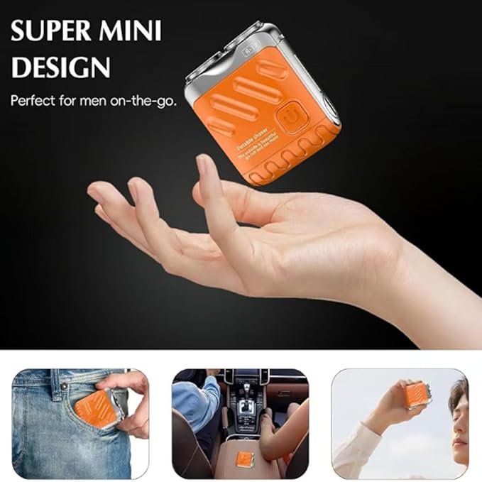 Small Steel Cannon Suspended Magnetic Blade Portable Rotary Dual Ring Electric Shaver Fully Waterproof USB Rechargeable One-Button Long Lasting Foil Shaver for Home Travel (Silver)