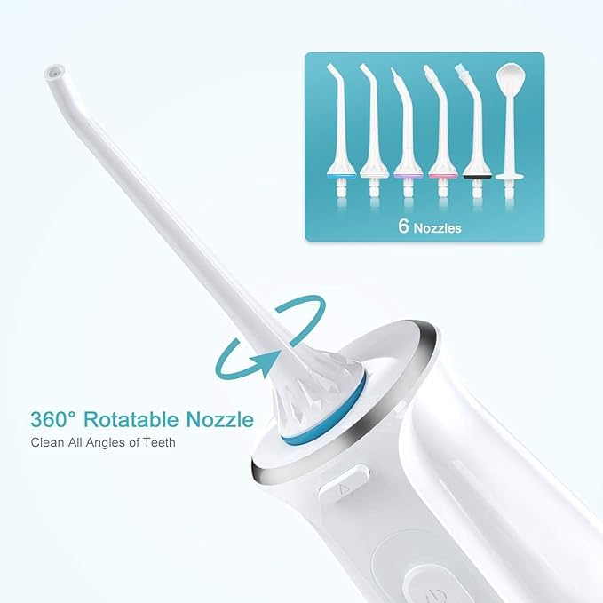 Portable Dental Oral Irrigator with 3 Modes 6 Replaceable Jet Tips Rechargeable Waterproof Teeth Cleaner for Home and Travel -300ml Detachable Reservoir (Color : Black)