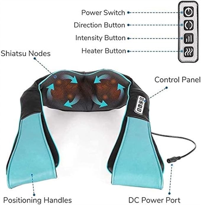 Neck and Back Massager with Heat Electric Deep Tissue 3D Kneading Massage Pillow Body Muscle Pain Relief Home Office and Car Use