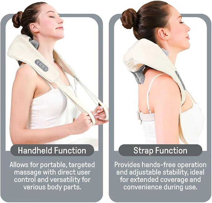 Neck &amp Shoulder Massager (Beige White)