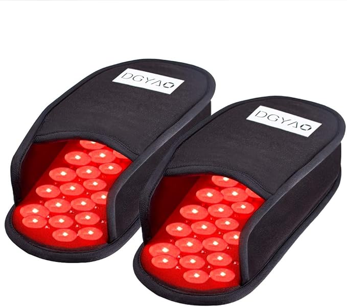 660nm LED Red Light and 880nm Near Infrared Light Therapy Devices Slippers for Foot Pain Relief Light Therapy Device Easily Use at Home Safe for All Types of Skin (Two Pads)