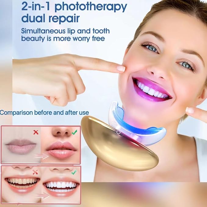 Red Light Therapy Device for Face|2-in-1Red Light Therapy Lip PlumperAnti-AgingWrinkle Reduction|FullerMore Vibrant Lips (Golden)