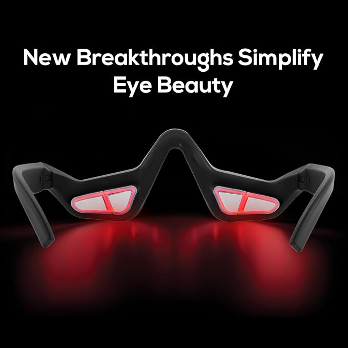 Under-Eye Red Light Therapy Device &amp Microcurrent Eye Massager Puffiness Eye Bags - Red Light Therapy Glasses for Reducing Wrinkles and Fine Lines