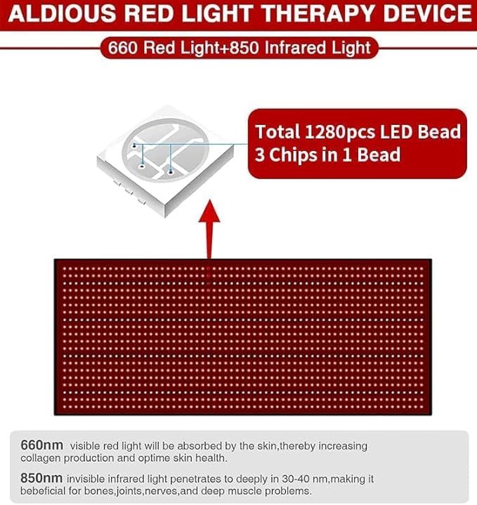 Red Light Therapy Large Mat Blanket 1280pcs LED Beads 660nm 850nm 71x31 Inch Red Infrared for Full Body Parts Relief at Once