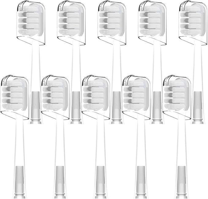 10 Pcs/Pack Replacement Toothbrush HeadsCompatible for Laifen Wave ElectricCompatible for Sensitive Transparent