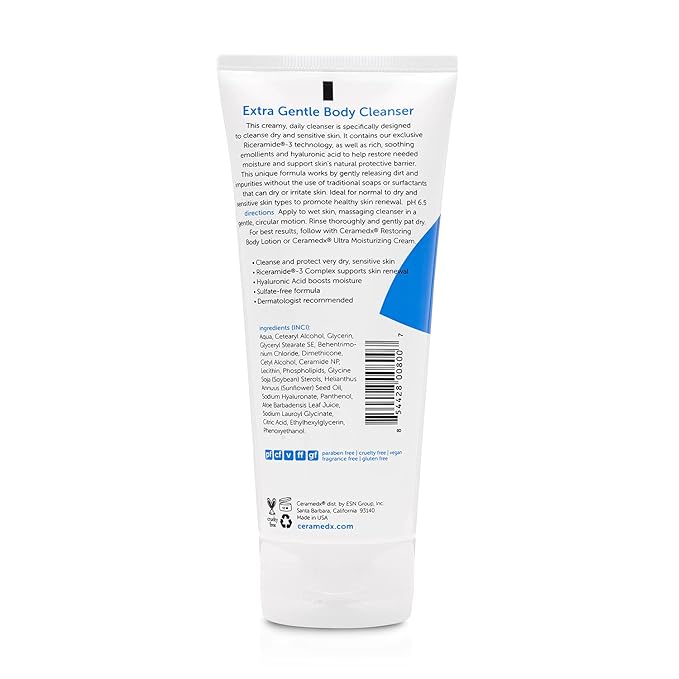 Ceramedx - Extra Gentle Body Cleanser | Natural Ceramide Cleanser for Dry Sensitive Skin | Cruelty Free Vegan &amp Fragrance Free | 6 fl oz (3)