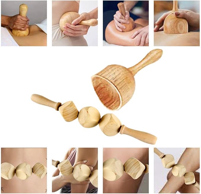 榉木按摩器擀筋棒刮痧板 Gua Sha Facial Tools for Face &amp Body瑞典木按摩杯头部按摩器按摩套装 HomeOffice Body Electric Massagers