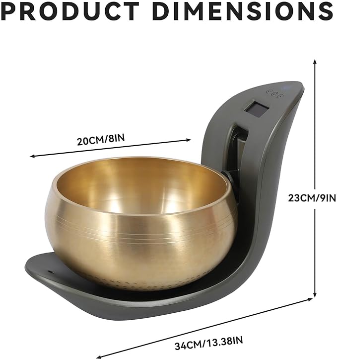 Automatic Singing Bowl – Hands-Free Sound Healing Bowl for Meditation Yoga Mindfulness Energy Healing Deep Relaxation &amp SleepAuto-Striking Himalayan Singing Bowl with Resonant Tone