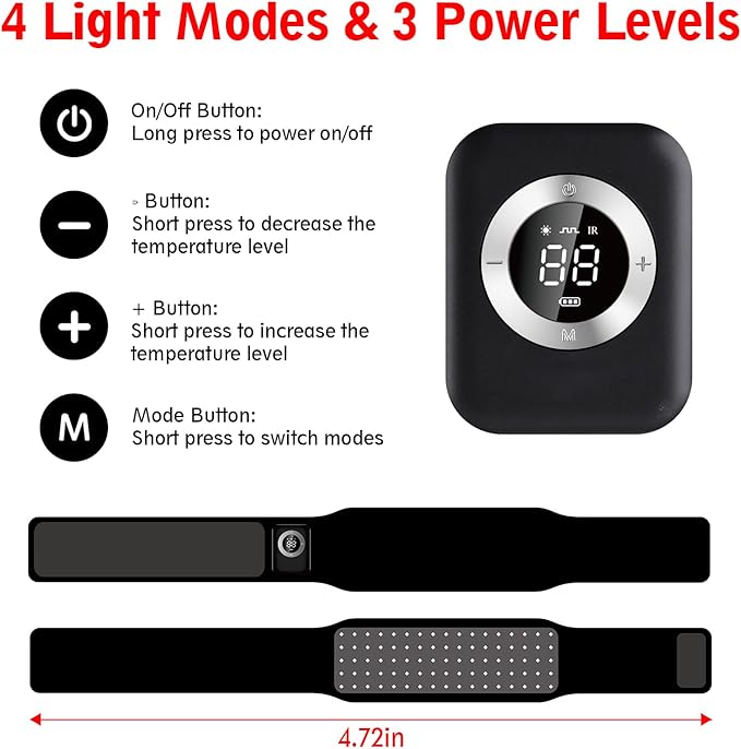 Wireless Red Light Therapy Belt Portable Infrared Light Therapy Wrap Red Light Therapy Device for Body with 10000mAh Power Pack for Back Shoulder Waist Muscle Pain Relief for Women Men