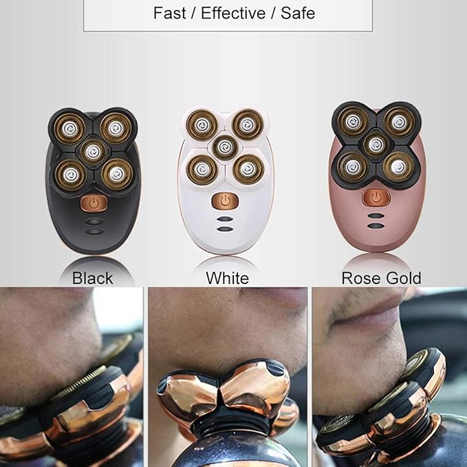 Head Shavers for Bald Men Rechargeable 5 Heads Electric Shaver Beard Bald Razor Hair Timmer Clipper for Men Waterproof Wet Dry Facial&ampBody Shaving Machine (Color : Pink)