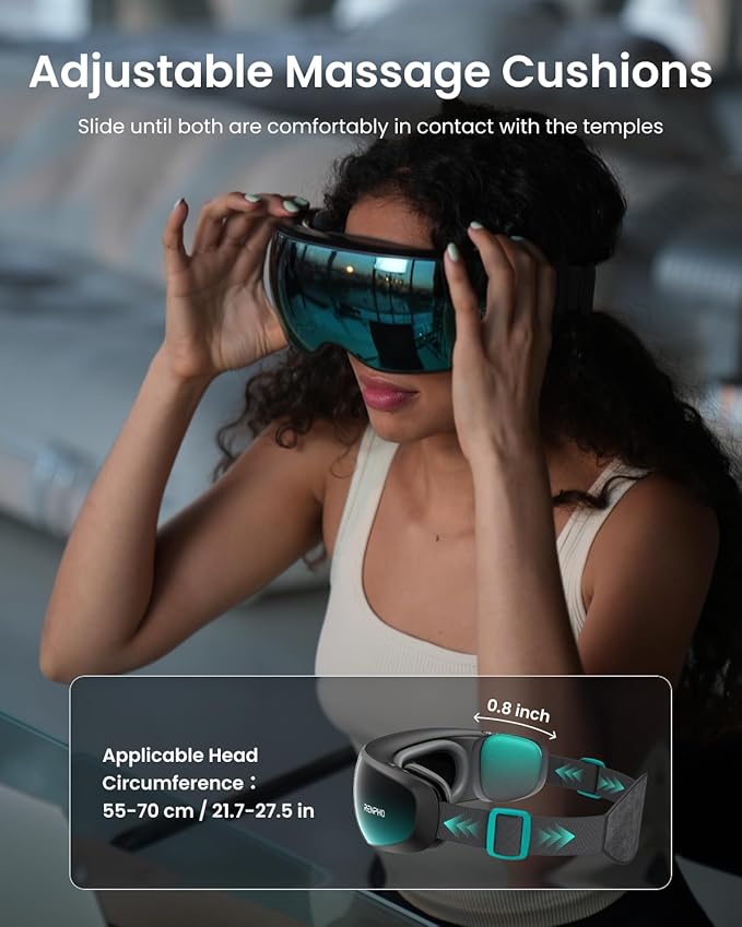 RENPHO Eye Massager with Mist &amp Temple Massage Birthday Gifts for Women Men Mom HerFSA Eligible HSA Temple Massager for MigrainesHead Circumferences 21.7in to 27.5in Eyeris Caligo