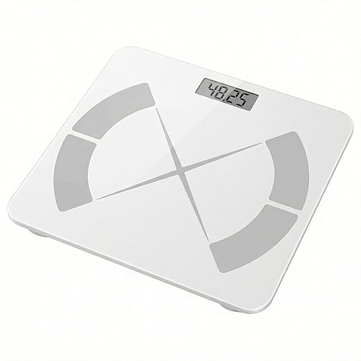 Smart Body Scale - Bluetooth Bathroom Scale with 18 Body Metrics &amp Trend Tracking Thickened I-Beam Design Large Tempered Glass 400 lbs Capacity (White)