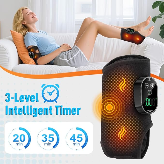 2-Pack Cordless Foot Massager for Neuropathy Foot and Ankle Massager Ankle Heating Pad with Massage 6 Heat Levels &amp 3 Massage Modes with Timer (Black)