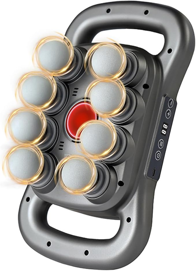 Back Massager for Relief Deep Tissue with Heat 8 Heads Hands-Free Electric Back Massager with 9 Modes &amp 9 Levels Deep Tissue Massage Gun for Pain Relief Portable for Home &amp Office Use