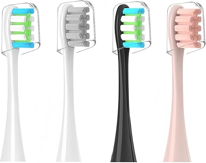 4 Pcs/Pack Electric Toothbrush Rreplacement Heads for Oclean All Models x pro Elite X ProFlowF1Air 2.with Hygienic Caps(4 Pcs Black)
