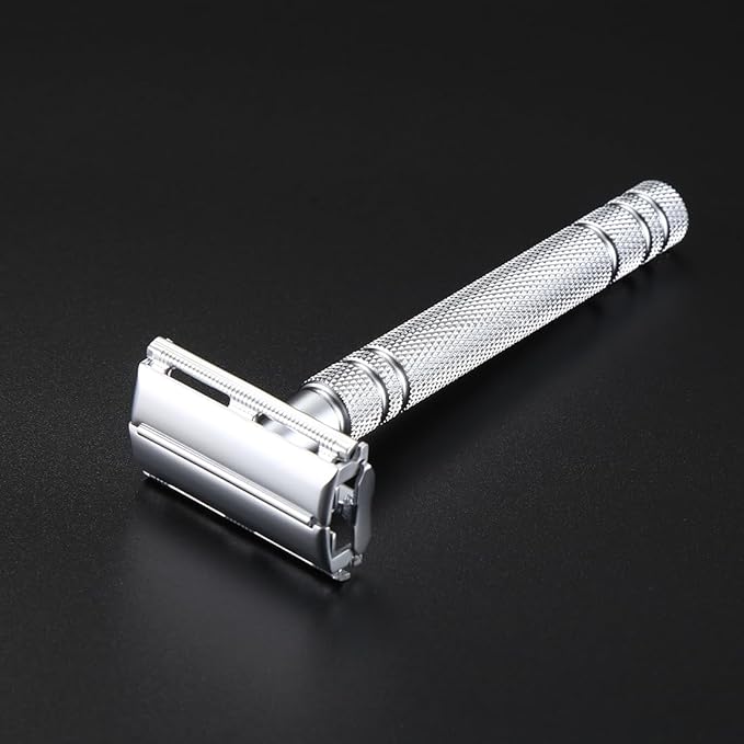 Double Edge Blades Safety Brass Razor Manual Shaver Silver Matching Butterfly Men Shaving