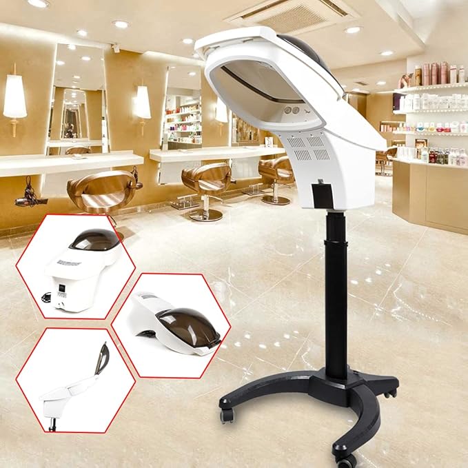 Standing Hair SteamerSpa Hair Care Hair Dye Ultrasonic Ozone Hair Steamer Oil Treatment Machine (White)
